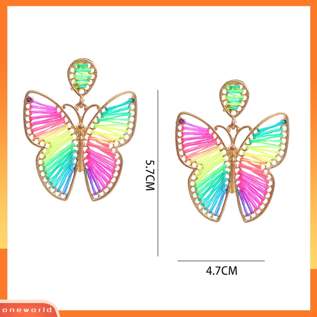 [WOD] 1pasang Drop Earring Indah Elegan Gaya Boho Warna-Warni Desain Kupu-Kupu Anting Wanita Untuk Pacaran