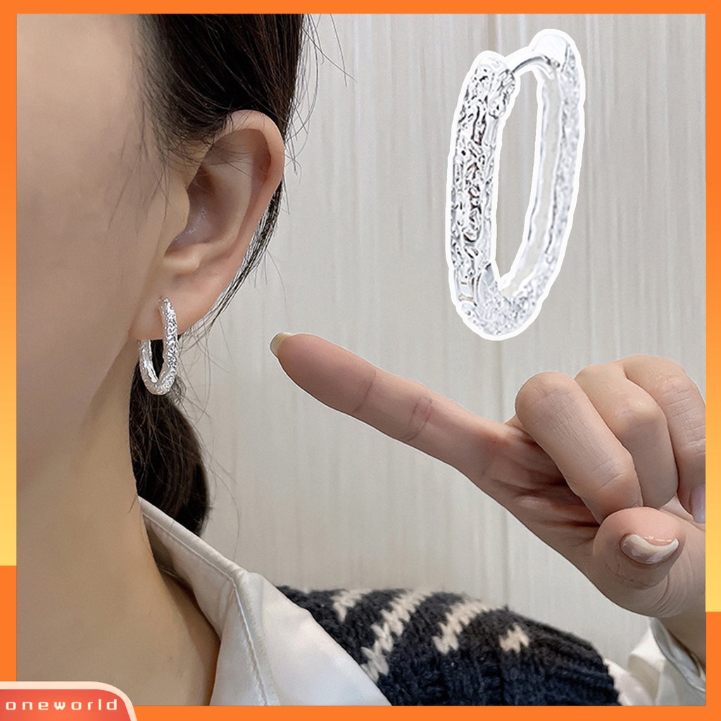 [WOD] 1pc Anting Hoop Wanita Motif Batu Lingkaran Perhiasan Gaya Korea Earring Untuk Pesta Pernikahan Perjamuan Prom