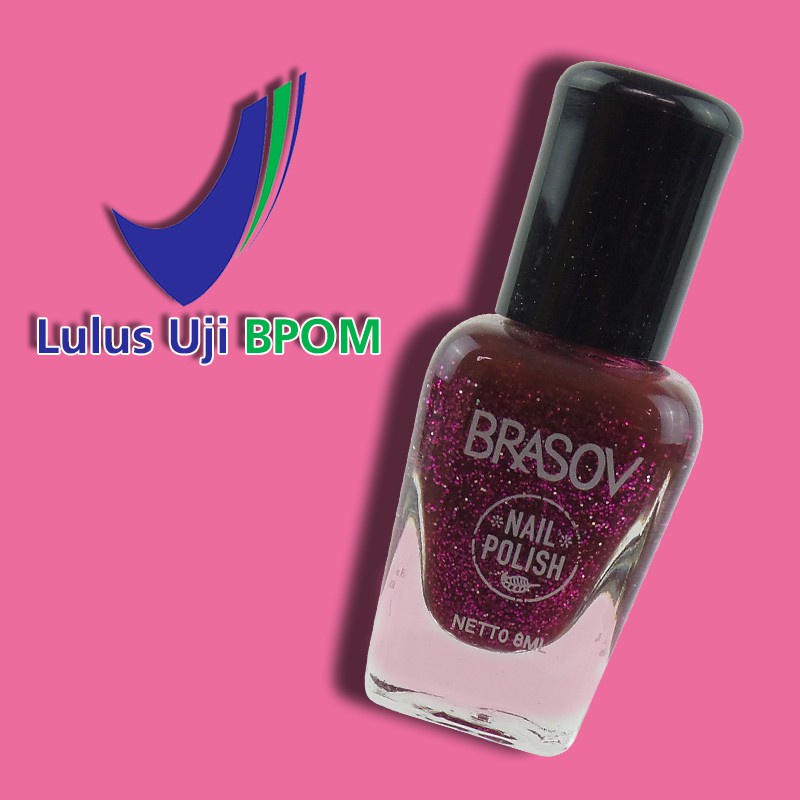 BRASOV Kutek Cat Kuku Glitter 8 ML Kutek Glitter Nail Polish Glitter BPOM