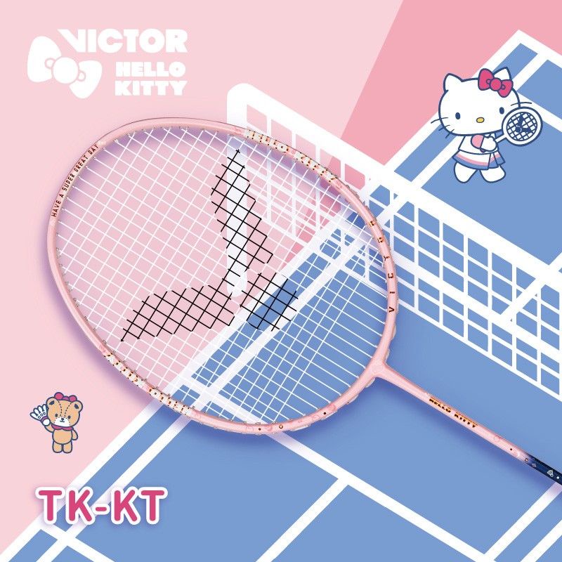 Raket Bulutangkis Victor Seri Kitty Hello TK-KT & DX-KT , Crayon Shincan tanpa senar