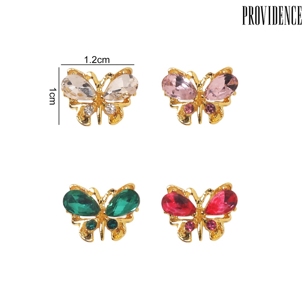 Providence 10Pcs/Set Nail Art Charm 3D Golden Alloy Mewah Lucu DIY Logam Berlian Imitasi Inlay Kupu-Kupu Dekorasi Kuku Salon Digunakan Di Rumah