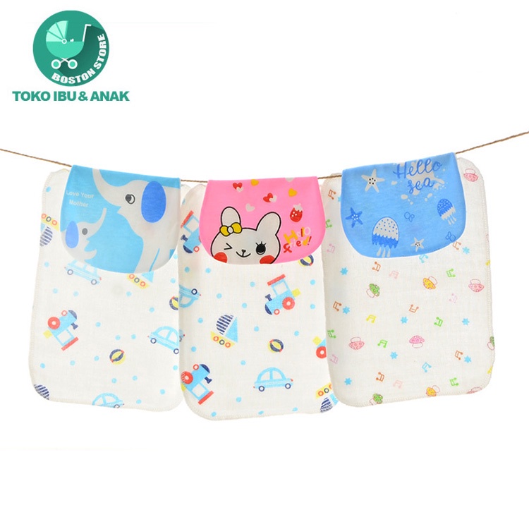 Bostonstore Celemek bib slabber makan bayi bahan kain premium / Handuk Keringat Bayi &amp; Kids bahan katun Handuk Washlap Bayi 0~7umur / Celemek Makan Bayi / Celemek Makan Bayi Waterproof / Celemek Makan Bayi Silicone / Celemek Makan Anak