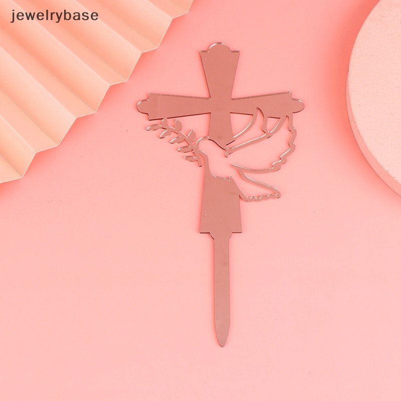 [jewelrybase] 1pc Baptist Cross Cake Topper Anak Merpati IHS Ekaristi Akrilik Topper Kue Butik