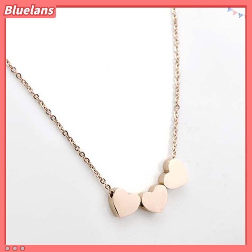 [BLS] Perhiasan Fashion Wanita Tiga Cinta Hati Rantai Liontin Statement Choker Necklace