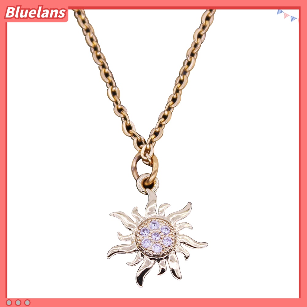 [BLS] Fashion Perhiasan Wanita Berlian Imitasi Mengkilap Matahari Liontin Kalung Hadiah Natal