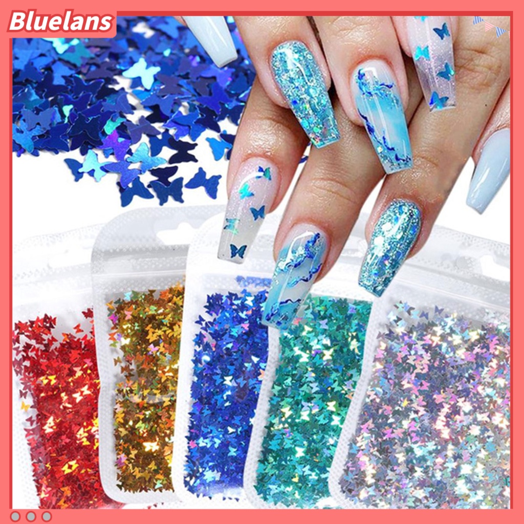 [BLM] Butterfly Hologram Flakes Nail Glitter Sequin Dekorasi Manicure Tips Slice