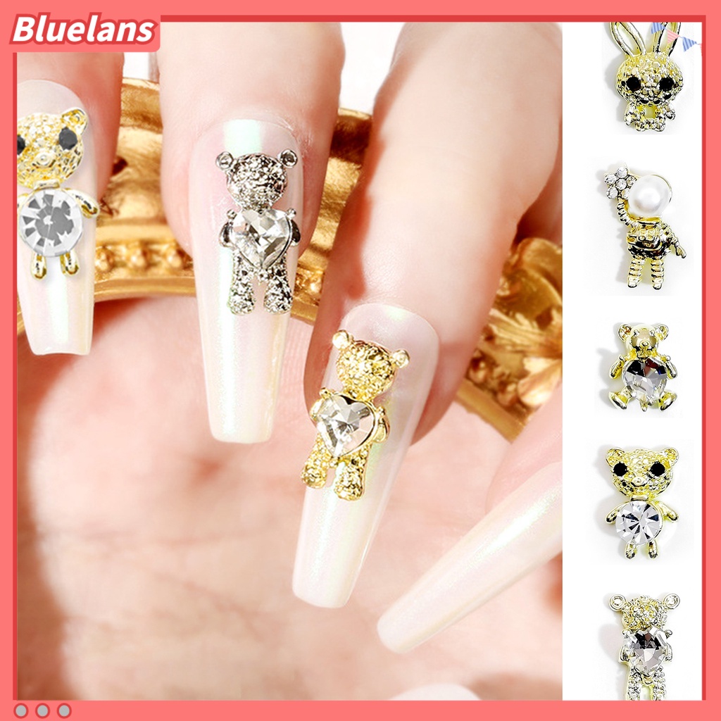 [BLM] 10pcs Dekorasi Kuku Indah DIY Ringan Beruang Alloy Nail Art Perhiasan Untuk Wanita