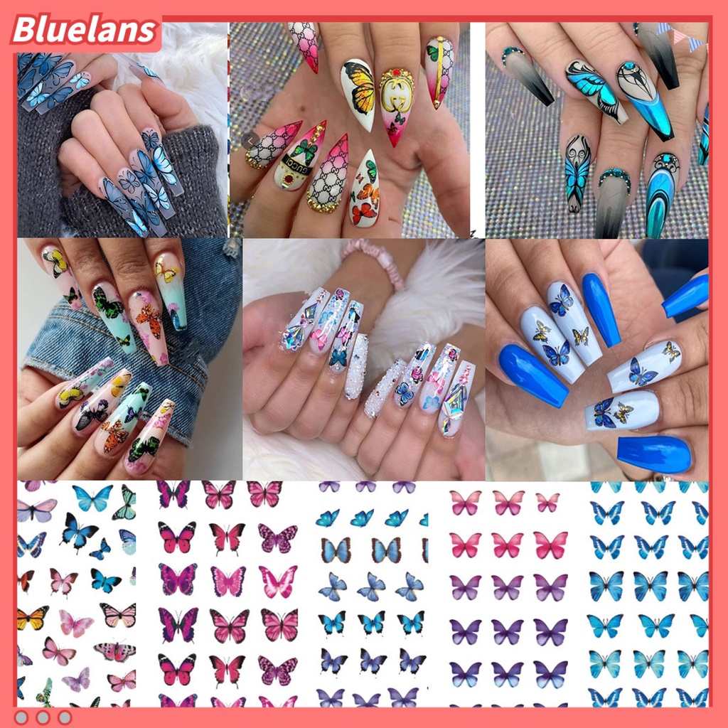 [BLM] Stiker Kuku Bentuk Indah Tahan Air Eye-catching Butterfly Nail Art Decal Easy-Peel Nail Nail Nail Nail Sticker Perlengkapan Kecantikan