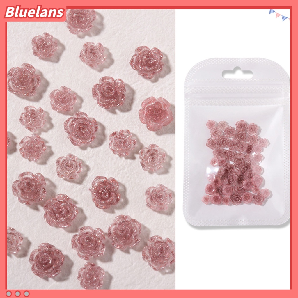 [BLM] 50pcs Kamelia Kuku Efek Visual Mengkilap Tiga Dimensi Glitter DIY Ornamen Kerajinan Manikur Kuku Mini 3D Untuk Manicurist