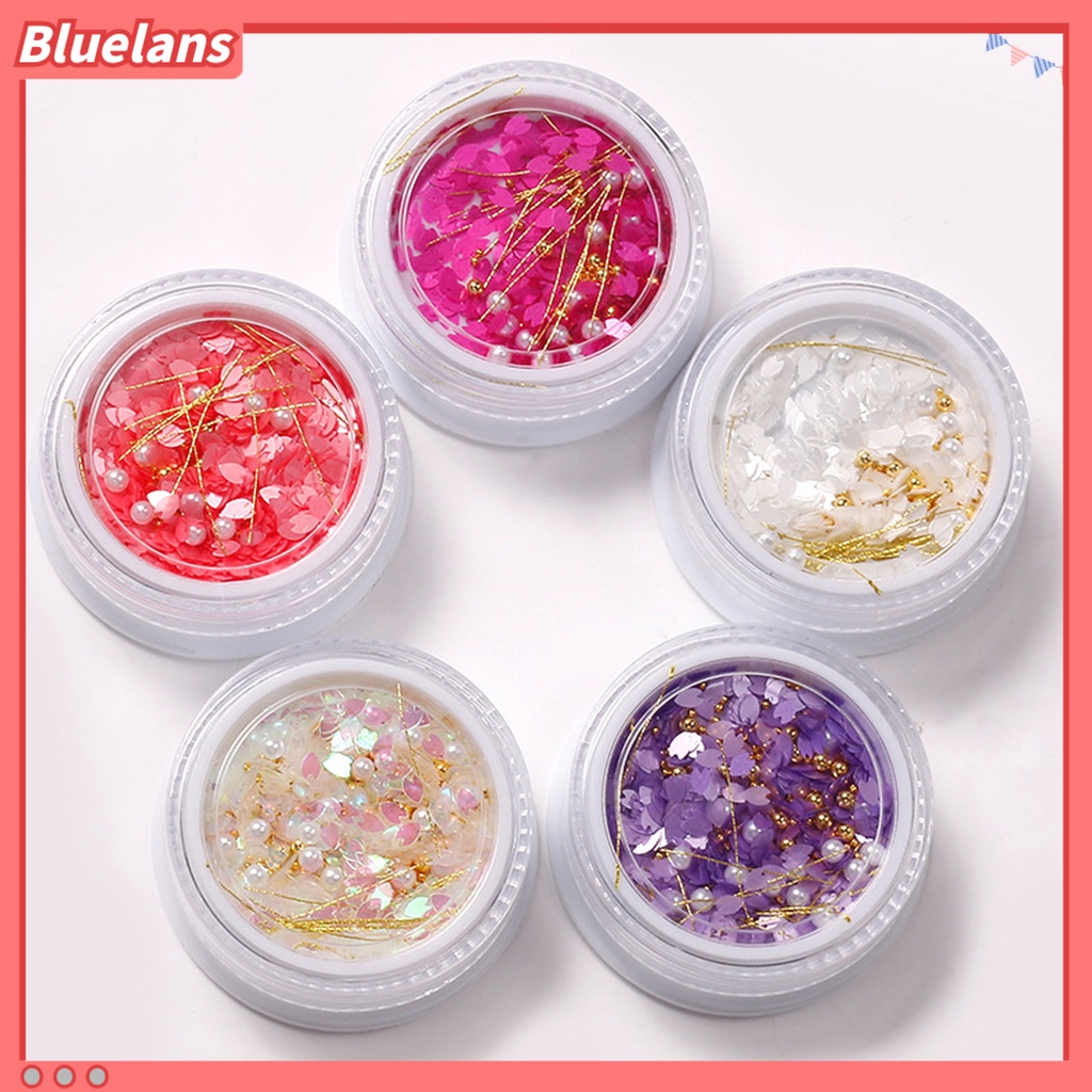 [BLM] 1kotak Payet Kuku Bentuk Bunga Warna Cerah Ultra-Tipis Mengkilap Efek Visual Pertunjukan Pesona Unik Kelopak Hewan Peliharaan Nail Art Paillettes Sequin Flakes Ornamen Untuk Salon Kuku