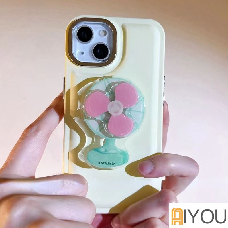 IPHONE Casing Ponsel Holder Kipas Yang Dapat Diputar Kreatif Untuk Iphone14 12 11 13 Pro Max Korea Jepang Warna Permen Gadis Lucu Lembut Silikon Cover