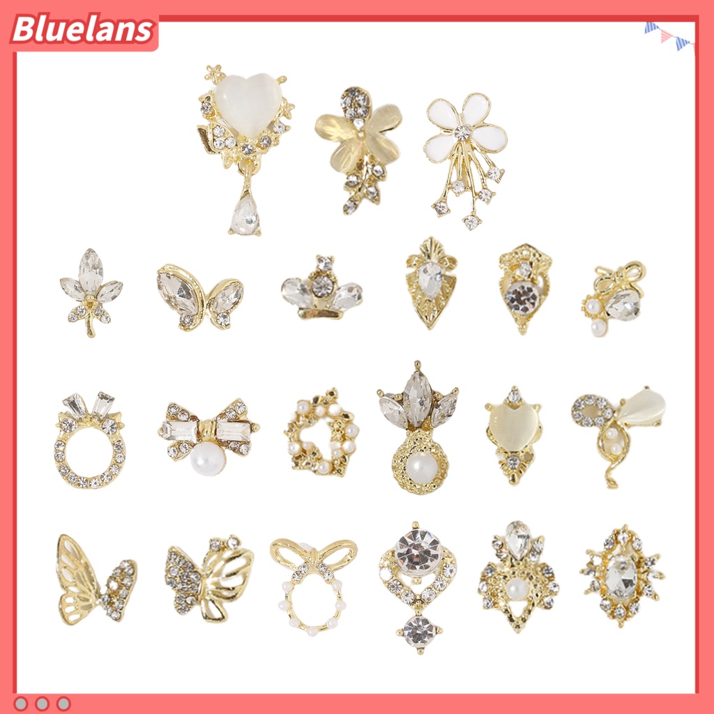[BLM] 10pcs Manicure Decor Tiga Dimensi Bersinar Mempesona Efek Visual DIY Alloy Butterfly Heart Water Drop Garland Nail Charm Nail Salon Supply