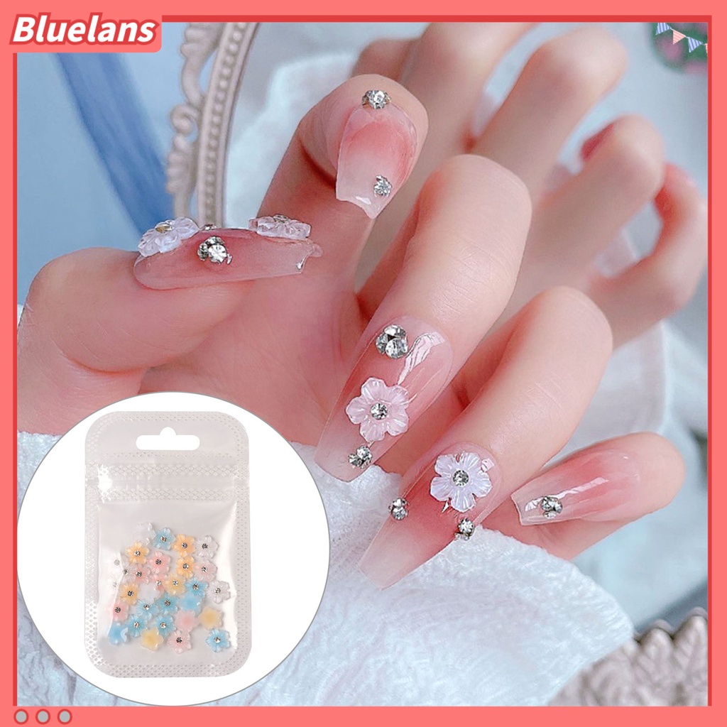 [BLM] 30pcs/pack Pesona Kuku Bunga Berlian Imitasi Mengkilap Berwarna Resin Kerajinan Indah DIY Aksesoris Nail Art 3D Bunga Resin Ponsel Case Dekorasi Kuku Perlengkapan Manicure
