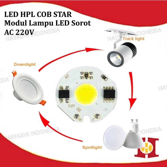 COB Star 220V 3 5 7 10 12 W LED White Putih Lampu Sorot PLN AC 25mm - 5pcs