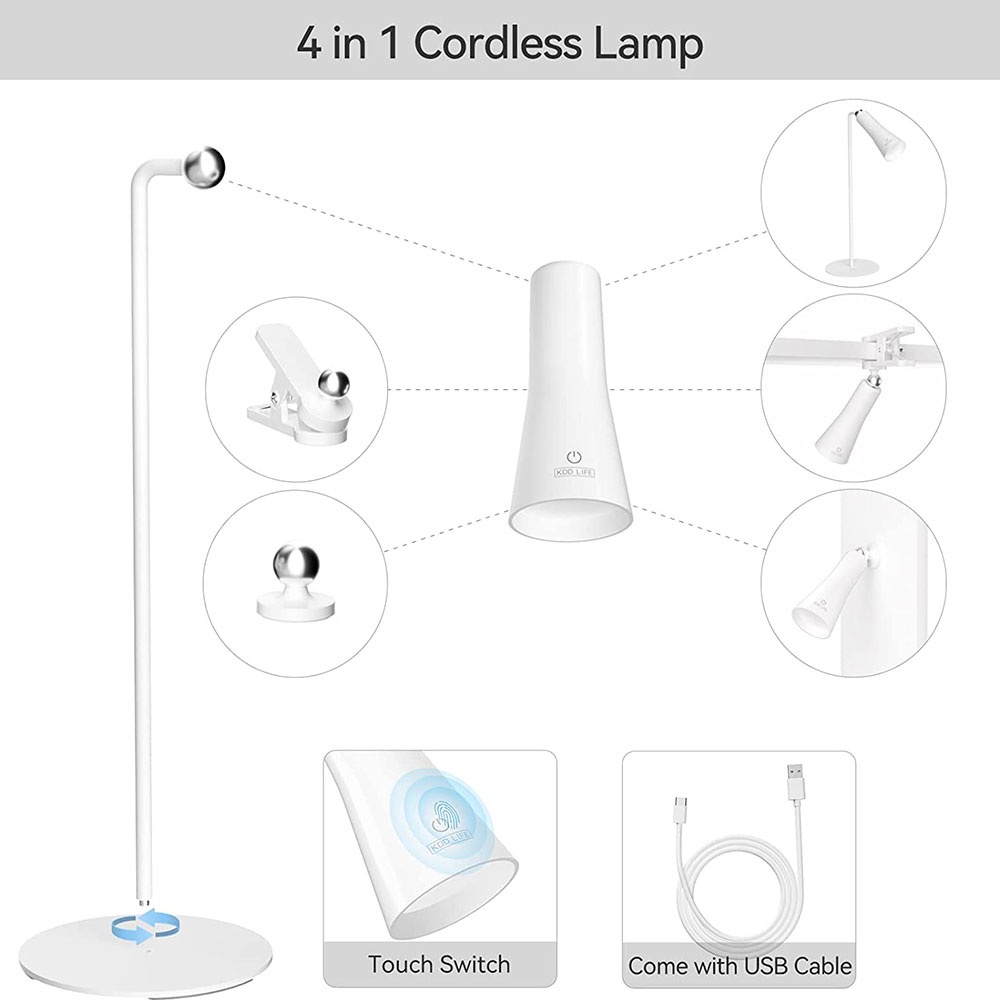 Avvic Lampu Serbaguna 4in1 LED Lamp Rechargeable Table Light Clip-on Light Flashlight 360° Rotating Magnetic