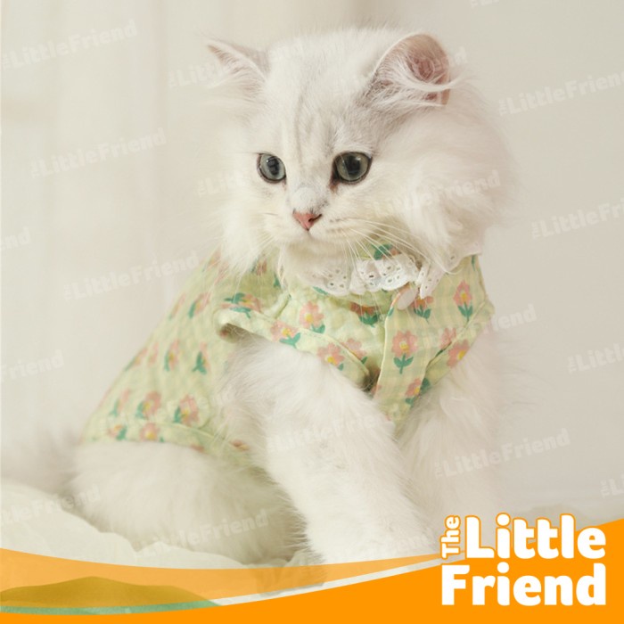 Baju Anjing Kucing Daily Summer Sunflower Thin Lace Neck Tipis Halus