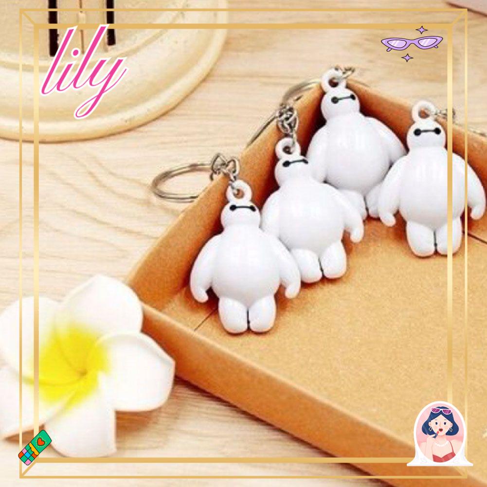 Lily Gantungan Kunci Aksesoris Kunci Dekorasi Rumah Key Ring White Baymax Kawaii Kartun