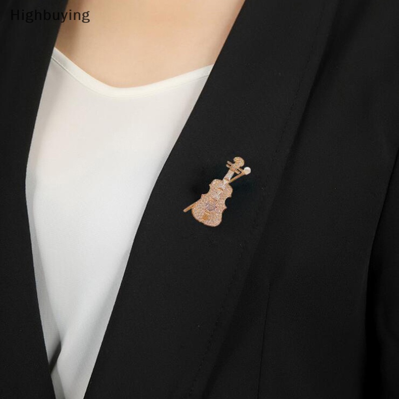 Hbid Fashion Wanita Bros Kristal Berlian Imitasi Biola Bros Pin Perhiasan Brooch Alat Musik Pesta Perhiasan Hadiah Glory