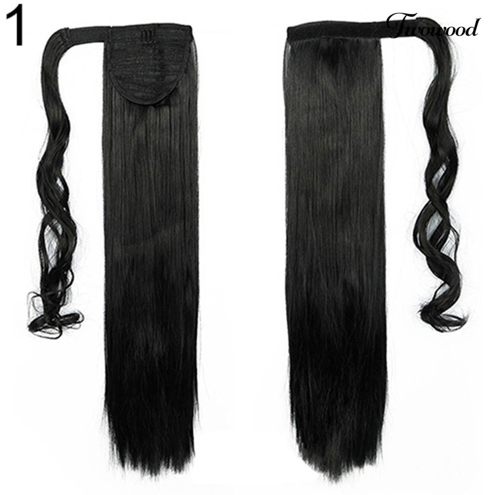 Twowood Wanita Gadis Panjang Lurus Bergelombang Ponytail Wig Klip in Pony Tail Hair Extensions