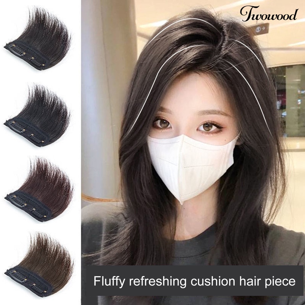 Twowood 10cm Wig Hair Pad Fluffy Natural Look Lembut Suplemen Kepala Rambut Tak Terlihat Ekstensi Sopak Lurus Serat Suhu Tinggi Rambut Palsu Pesta Supply