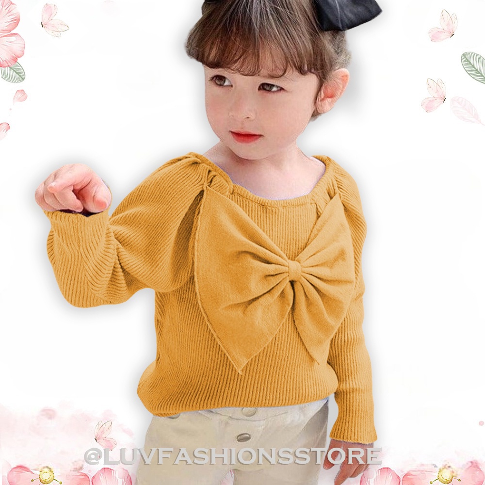 IL - ATASAN RIB ANAK PEREMPUAN RIBBON / ATASAN TOP BIGBOW LENGAN PANJANG MODEL PITA