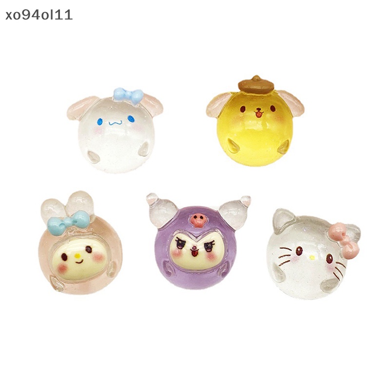 Xo 2Pcs Luminous Sanrio Ornamen Mini Kartun HelloKitty Boneka Micro Landscape Dekorasi Rumah Boneka Miniatur Mainan OL