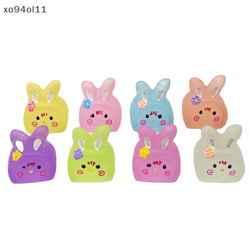 Xo 2Pcs Ornamen Kelinci Bercahaya Mini Warna Kartun Bunny Doll Micro Landscape Dekorasi Rumah Boneka Miniatur Mainan OL