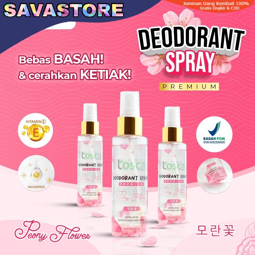 Natural Deodorant Spray 100ml Deo Premium With Peony Flower Mencegah Bau dan Mencerahkan Ketiak - Pemutih Ketiak - Pencerah Ketiak