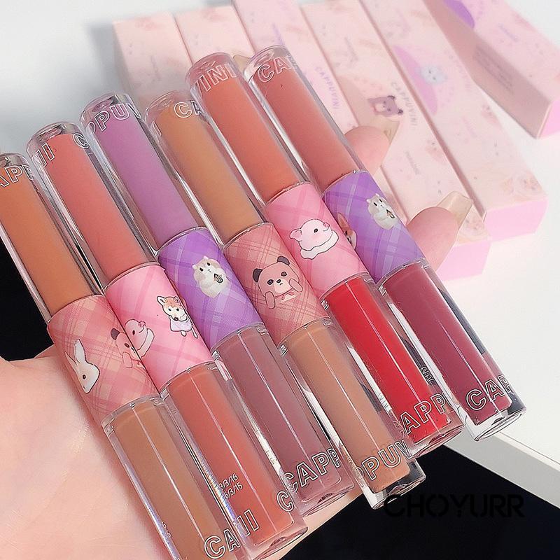 【COD】CAPPUUVINI Lip Glaze 2 IN 1 Dual-ended 2 Warna Lipstick Liquid Matte Velvet-CH