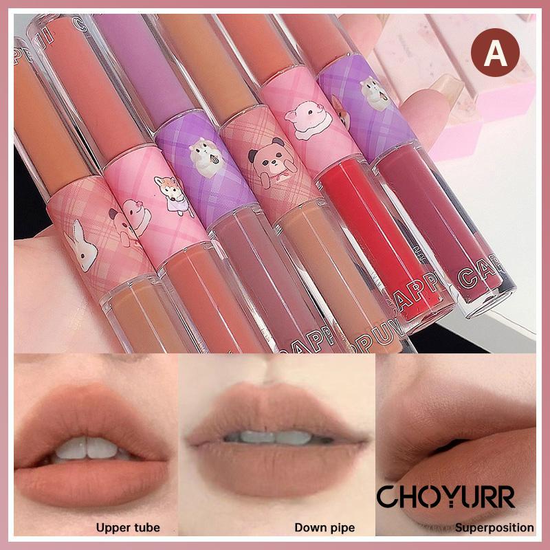 【COD】CAPPUUVINI Lip Glaze 2 IN 1 Dual-ended 2 Warna Lipstick Liquid Matte Velvet-CH