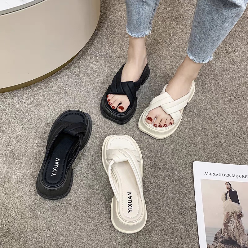 COD Sneakersdaily 666 Sandal Wedges Slip On Wanita High Quality Synthetic Premium