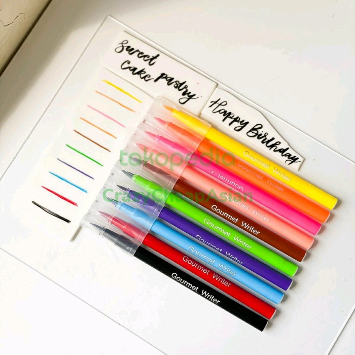 

New Arrival- EDIBLE PEN / EDIBLE MARKER / SPIDOL EDIBLE / 1 SET WARNA / 10 Pcs