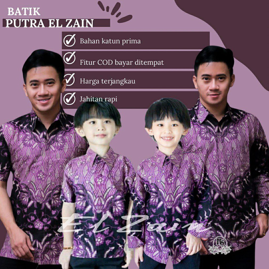 TERBARU Couple sweet || couple batik ayah dan anak cowok BATIK lilac Batik Ungu