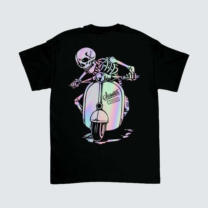 KARIMAKE ID Kaos T Shirt Anak SCOOTER GARAGE TENGKORAK HOLOGRAM Kaos Motor tee