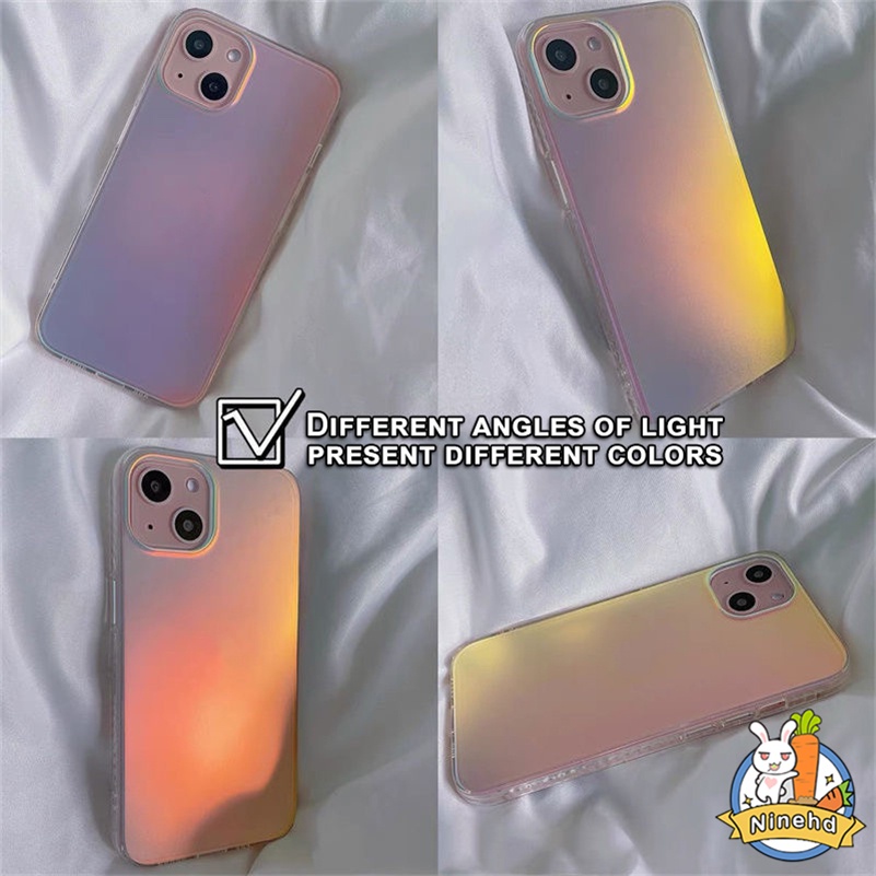 Casing iPhone Bling Gradasi Laser Matte Kompatibel Untuk Iphone14 13 12 11 Pro Max X Xr Xs Max8 7 Plus SE2020 Pelindung Lensa Kamera Transparan Shockproof Soft Case Cover Pelindung