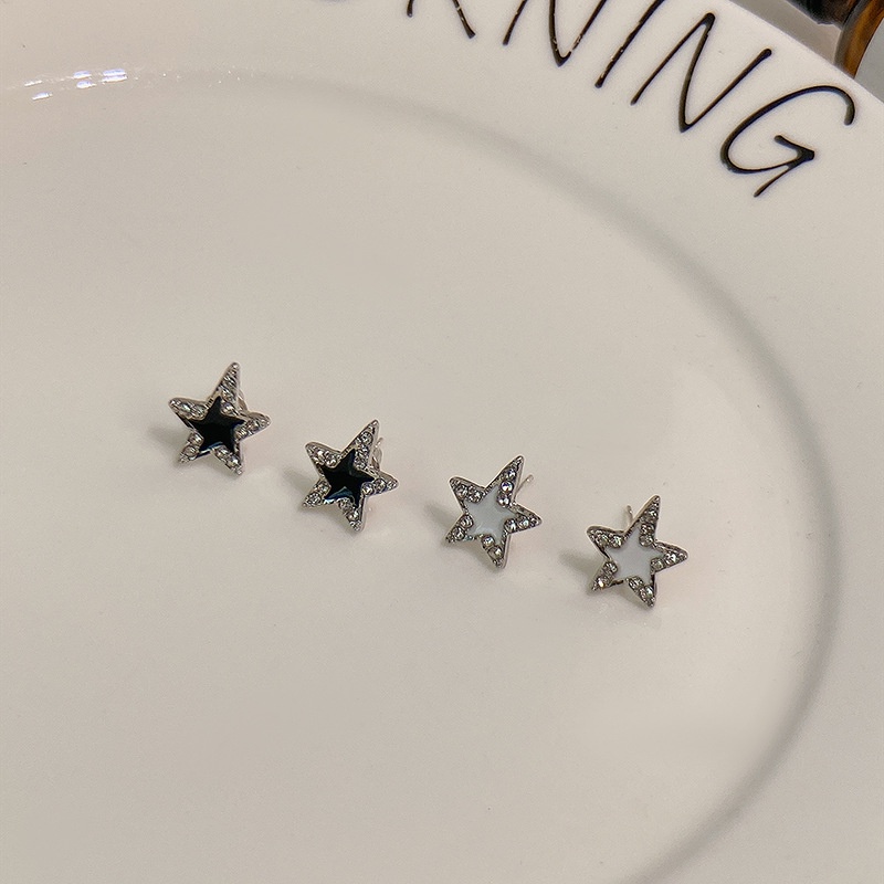 Anting Perak Bintang Kristal Elegan Untuk Wanita Hypoallergenic Fashion Piecing Stud Earring Perhiasan Aksesoris