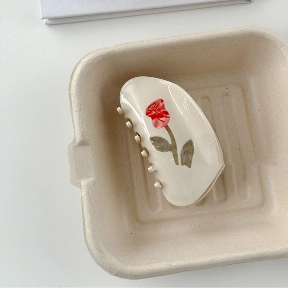 Agustina Puppy Dog Hair Claw Lucu Manis Temperamen Bunga Mawar Plastik Hairgrips Kartun Hiasan Kepala Gaya Putri Jepit Rambut Besar Korea Hiu Klip