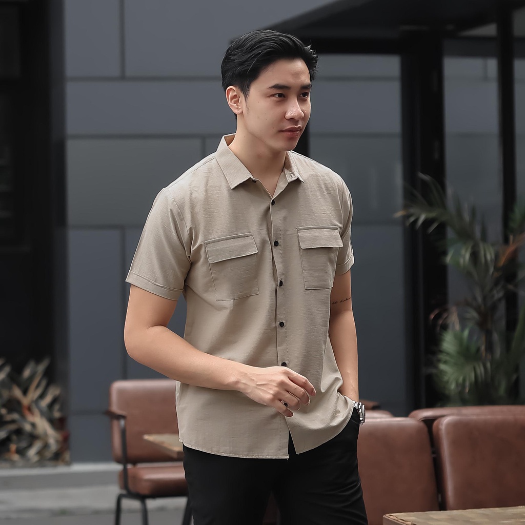 BROGUY Kemeja Pria Lengan Pendek Two Pockets