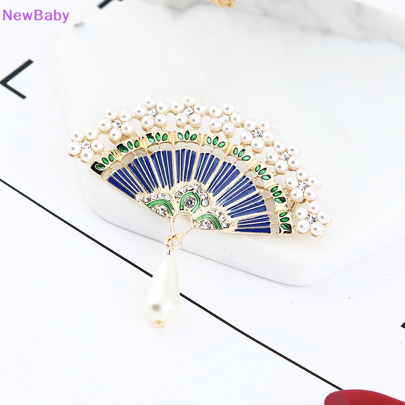 Newbaby Enamel Pin Vintage Bros Untuk Wanita Pesona Mutiara Imitasi Syal Setelan Broche Broach ID