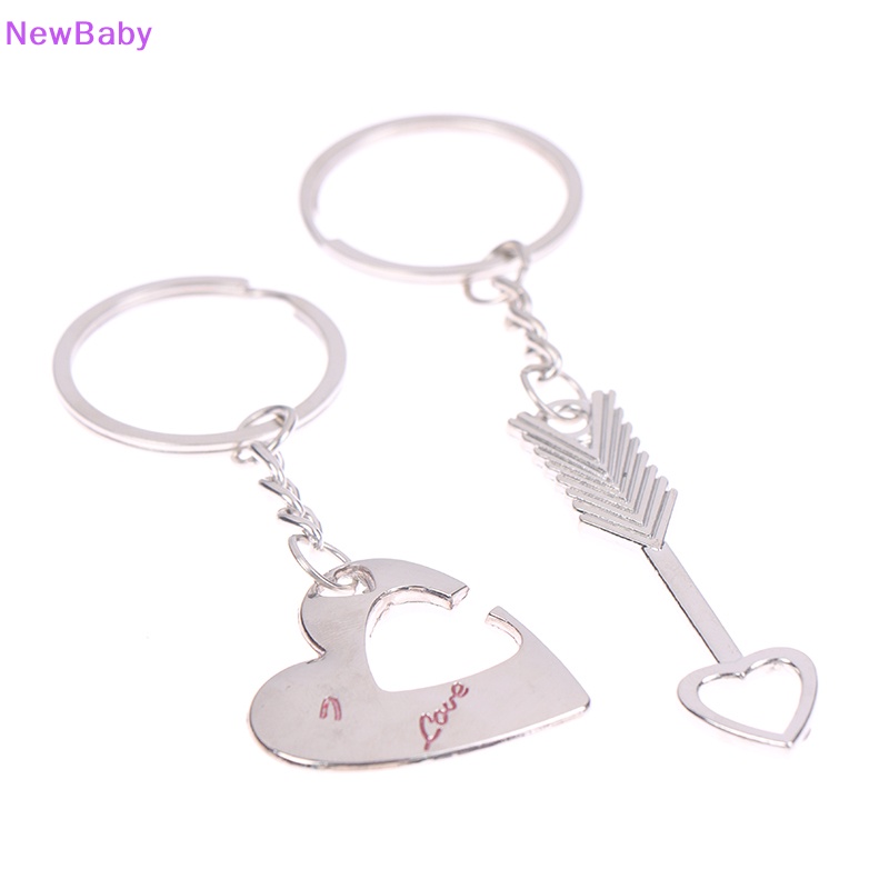 Newbaby 1pasang New Love Heart Lock Gantungan Kunci Ring Keyring Keyfob Valene's Day Gift ID