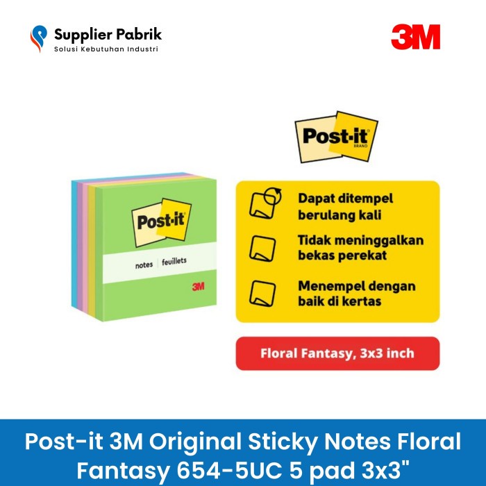 

Post-it 3M Original Sticky Notes Floral Fantasy 654-5UC 5 pad 3x3