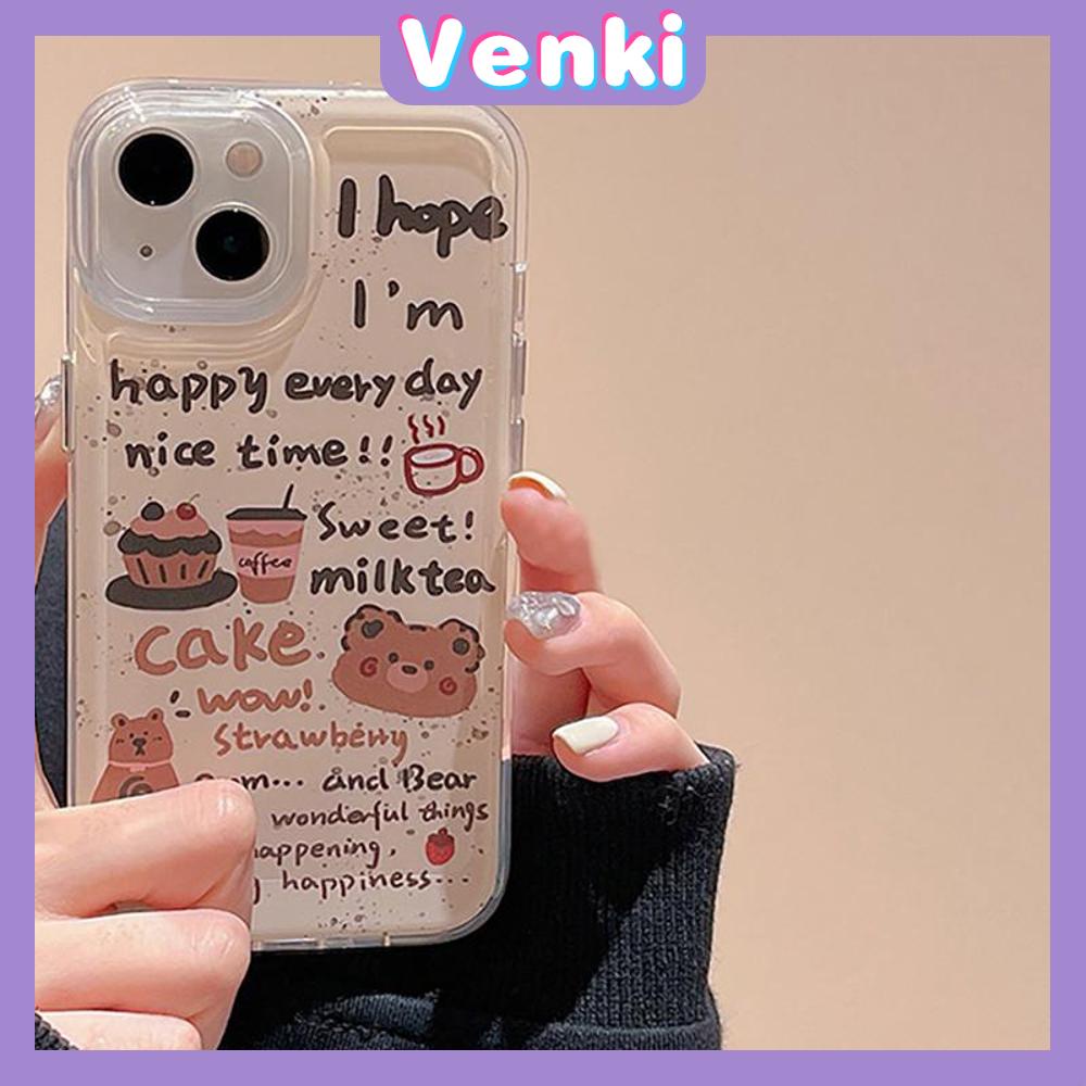 Venki - Untuk Iphone11 Casing iPhone Bening Lubang Besar Space Case TPU Soft Case Kamera Perlindungan Shockproof Beruang Lucu Sederhana Kompatibel Dengan Iphone14 13 Pro Max 12 Pro Max 11 xr Xs7 8