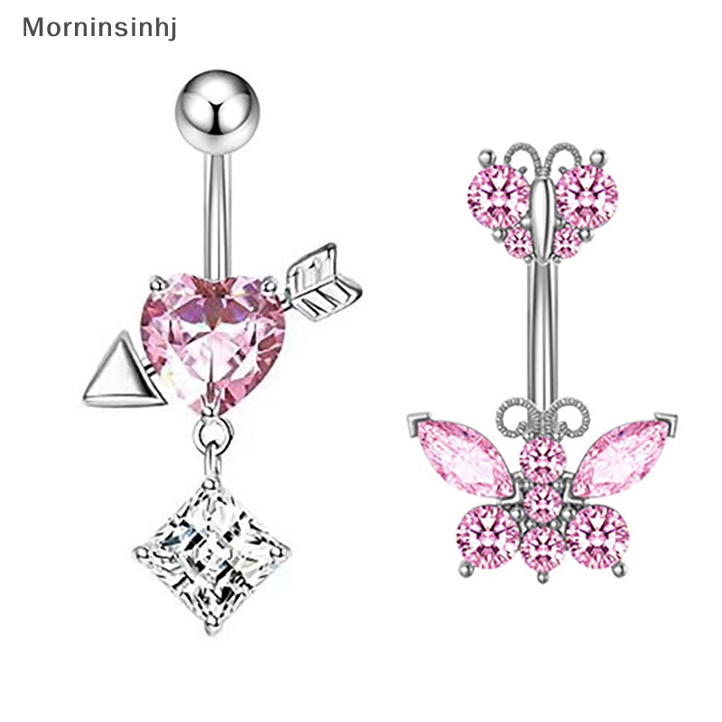 Mornin Stainless Steel Butterfly Belly Button Ring Kualitas Tinggi Pink Berlian Imitasi Cinta Pusar Cincin Untuk Wanita Tubuh Sexy Dekorasi id