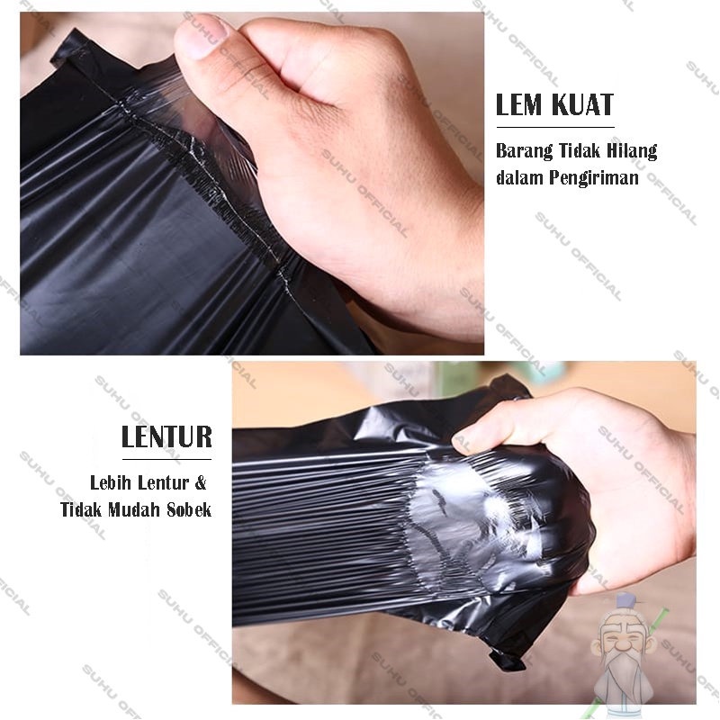 Plastik Packing Baju Kantong POLYMAILER Olshop isi 100 Lembar Hitam Ukuran 35X50 40X50