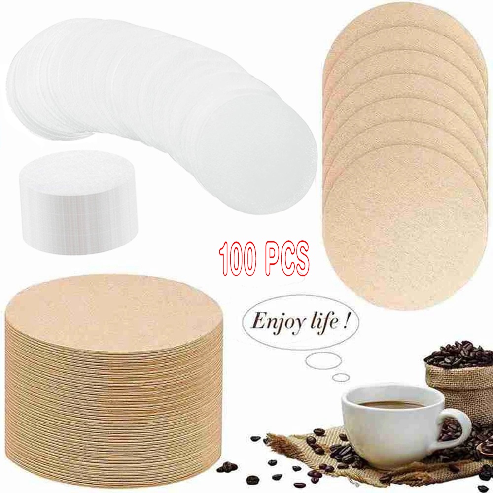 100pcs Kertas Saring Teko Kopi Moka Sekali Pakai/Saringan Kopi Tangan Bulat 56 /60mm/Paper Pulp Kayu/Aksesoris Dapur &amp; Cafe