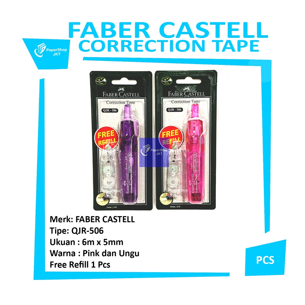 

FABER CASTELL Correction Tape QJR-506 Free Refill 5mm X 6m - Pcs
