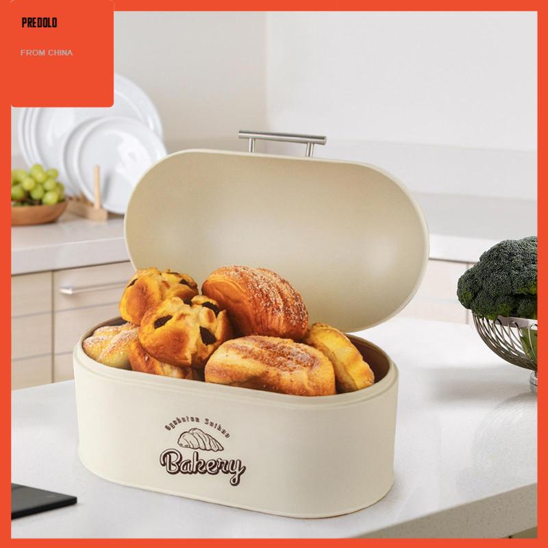 [Predolo] Metal Bread Box Bin Tempat Wadah Penyimpanan Roti Tempat Kue Kering Kedai Kopi