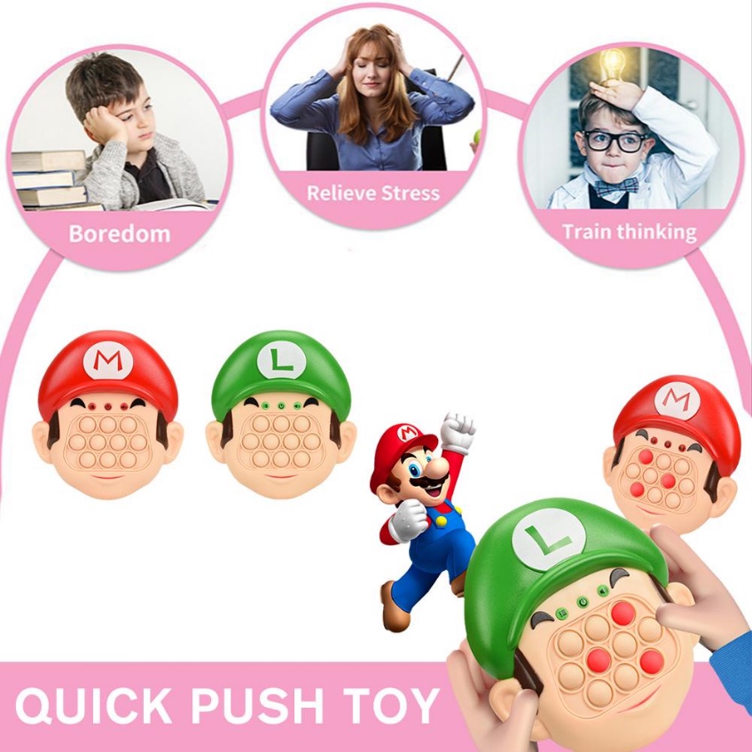 [Dalam Stok]mario Quick Push Game Console Pop It Bubbles Game Machine Mainan Edukasi Latihan Fokus Anak Memukul-A-Mole Mesin Game Puzzle Dekompresi Baru