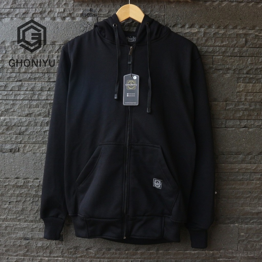 JAKET ZIPPER HOODIE POLOS/KOMBINASI ORIGINAL GHONIYU JUMBO