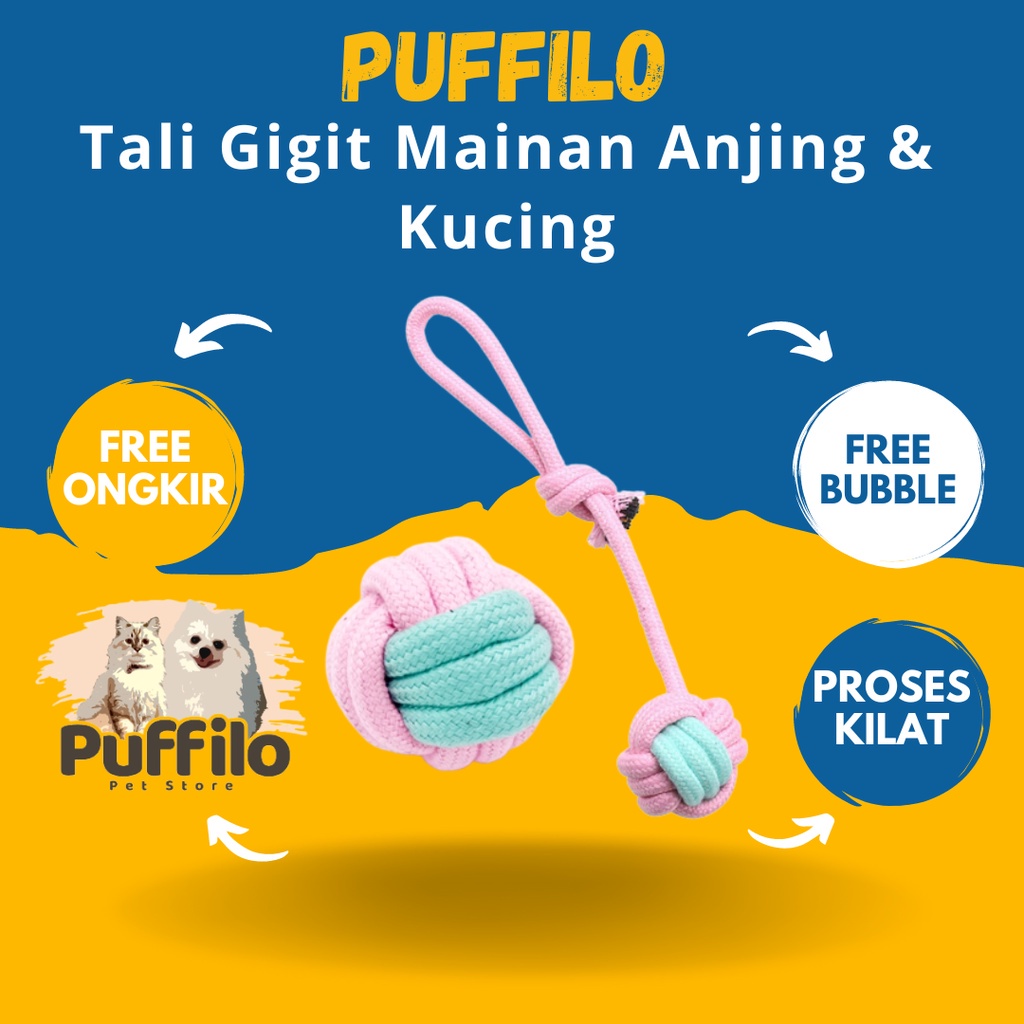 Mainan Kucing Gigitan Tali Kepang &amp; Tali Gigit Mainan Anjing Mainan Kucing